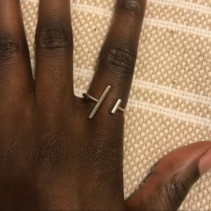 Silver open bar ring